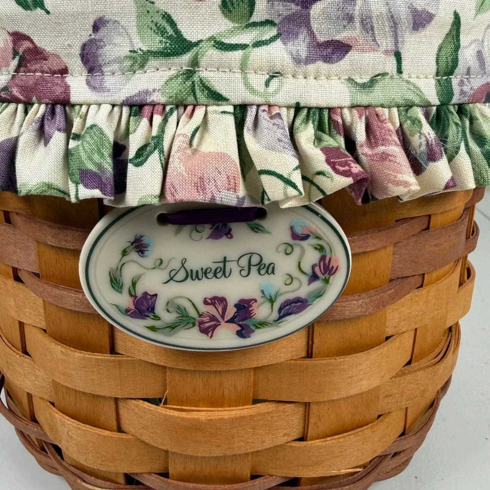 Vintage Longaberger 1996 Sweet Pea Basket Floral Liner Plastic Liner Cottagecore